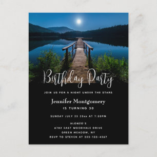 Jetée de nuit avec Pleine lune Invitation d'annive