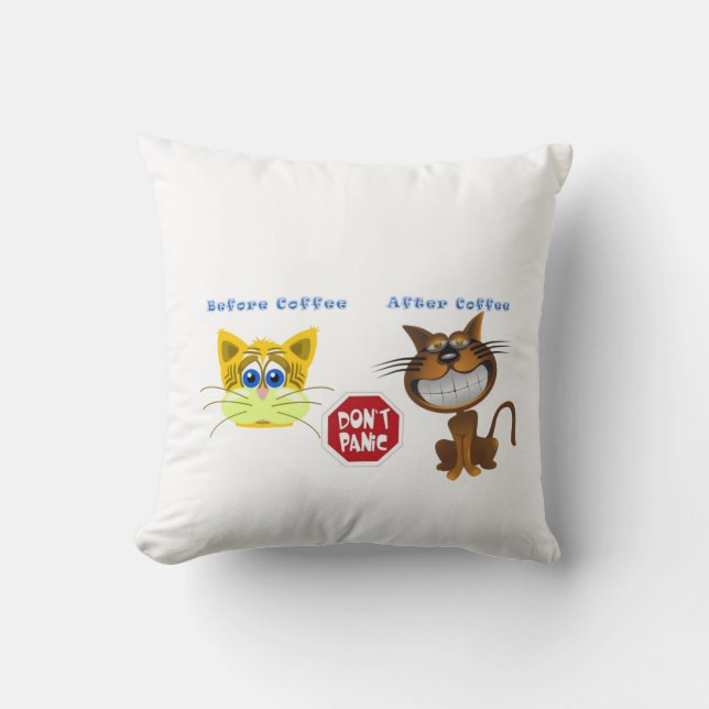 Jeter Chat Oreillers Avant Après Café Blanc (Recto)