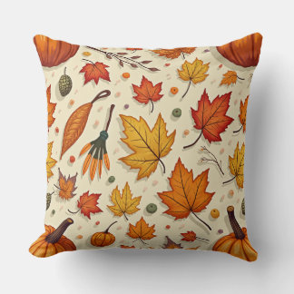 Jeter des coussins avec des feuilles d'automne et