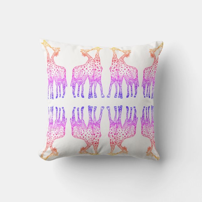 Jeter des girafes de coussin Baiser art coloré (Recto)