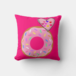 Jeter Des Oreillers Pink Donut Saupoudrer Les Coeu