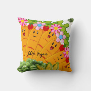 Jeter Oreiller 100% Vegan Carottes Pois Floral