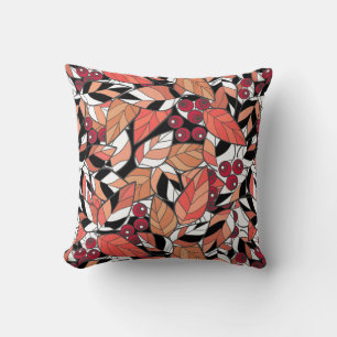 Jeter Oreiller Caricature Abstraite feuilles baies