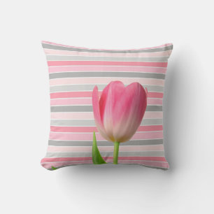 Jeter Oreiller Pastel Tulipe rose rayé