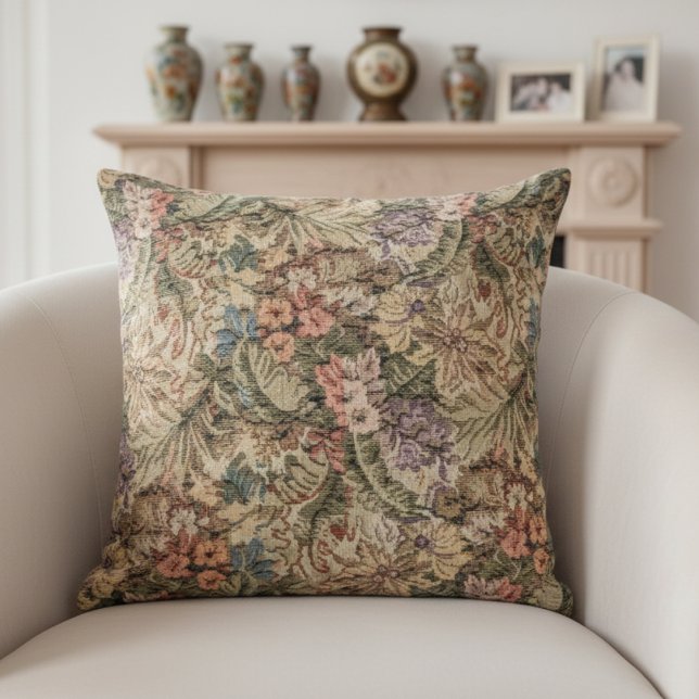 Jeter Oreiller vieux tissu floral (Créateur téléchargé)