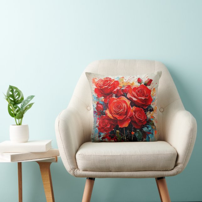 Jetez Le Coussin - L'Oeuvre Des Roses Rouges (Chaise)