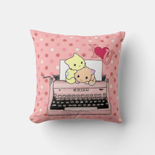 Jetez Oreillers Kittens Je T'Aime Typewriter (Recto)