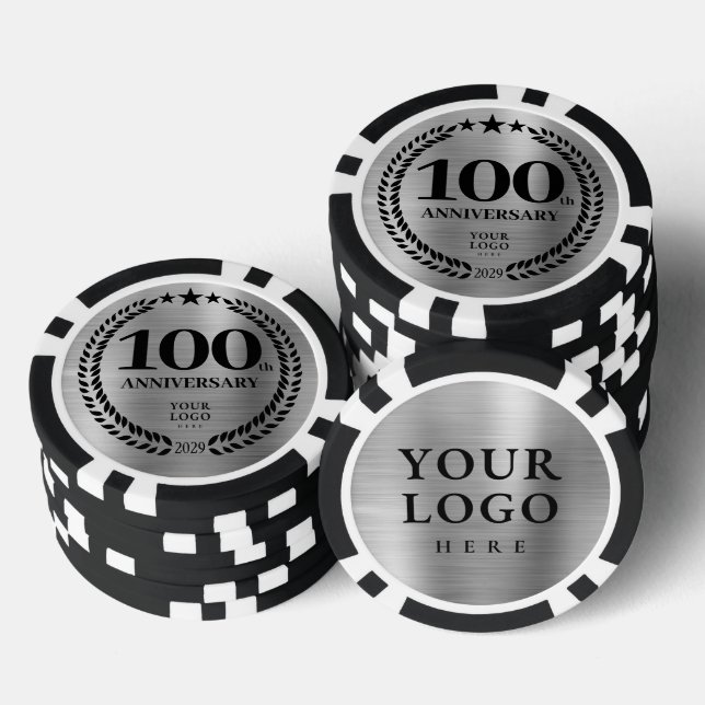 Jeton de poker 100e anniversaire Entreprise Argent (Empiler)