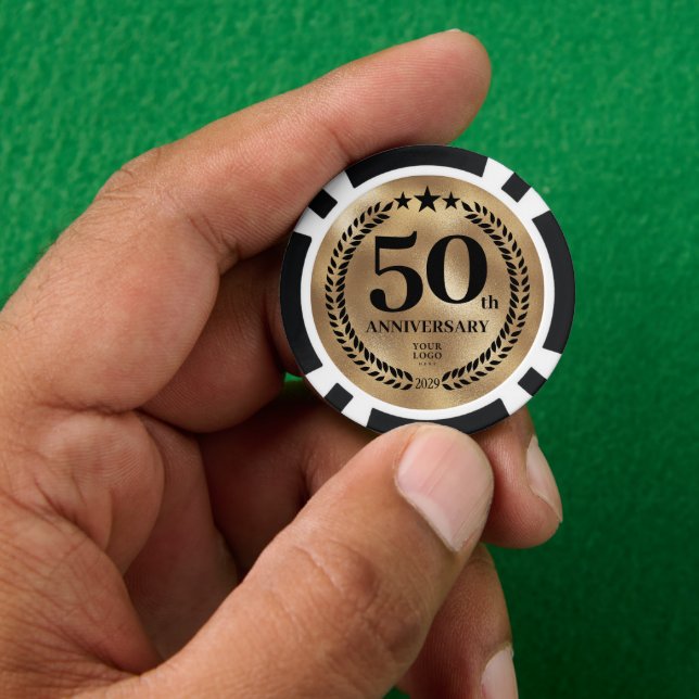 Jeton de poker 50e anniversaire Entreprise Or (main)