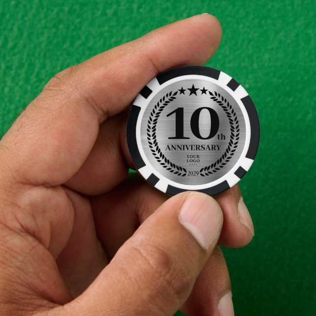 Jeton de poker Argent Affaires 10e Anniversaire (main)