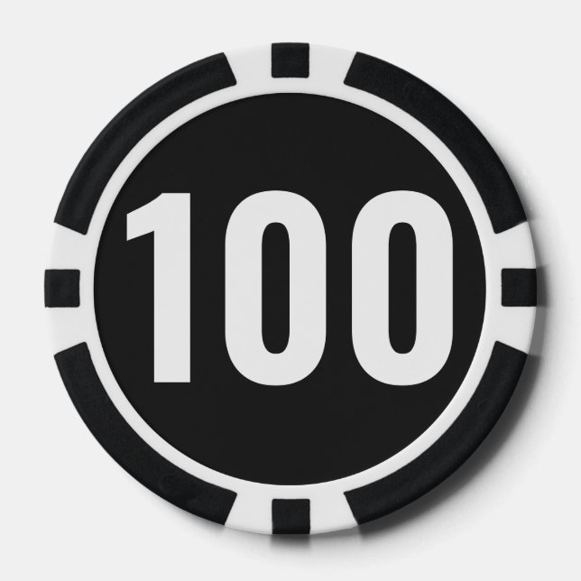 Jeton de poker de base noir et blanc avec numéro e (Recto)