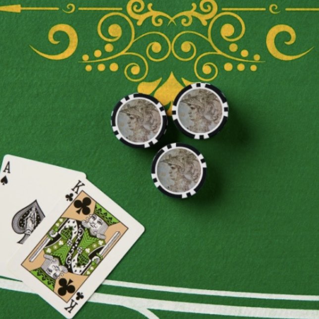 Jeton de poker Guerrier casqué de Léonard (Da Vinci’s Warrior Poke Chips Full colour graphics textured surface easy stacking 9 vibrant colours.)