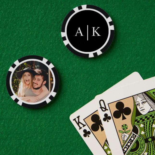 Jeton de poker photo de monogramme pour fête de fi (Table de poker (double))