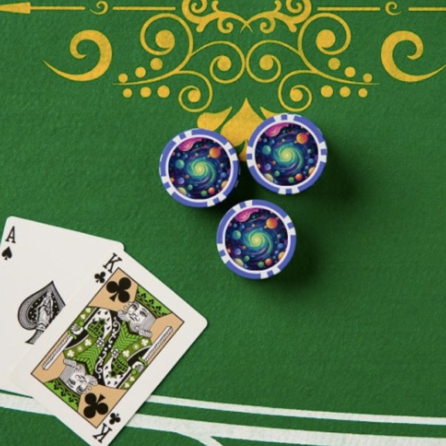 Jeton de poker Planetary Spin (Space Poker Chips  Full colour graphics textured surface easy stacking 9 vibrant colours.)