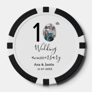 Jetons De Poker 10e anniversaire du mariage nom photo bold lettre 