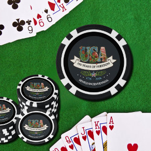 Jetons De Poker 1776-2026 Bleu Minuit & Luxe Patriotique Noir