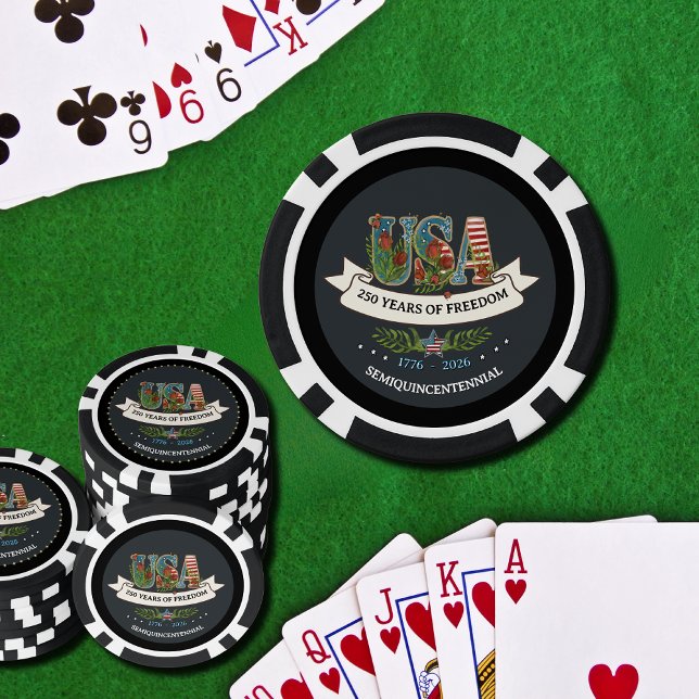 Jetons De Poker 1776-2026 Midnight Blue & Black Luxury Patriotic  (1776-2026 Midnight Blue & Black Luxury Patriotic Poker Chips)