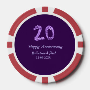 Jetons De Poker 20e heureux anniversaire ajouter nom du couple dat