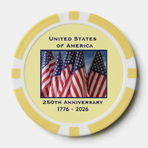 Jetons De Poker 250e anniversaire USA drapeaux patriotiques Jaune