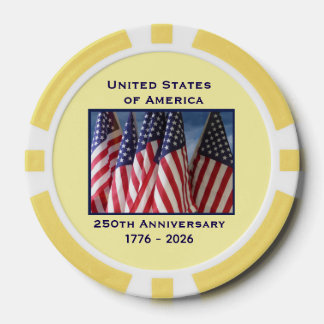 Jetons De Poker 250e anniversaire USA drapeaux patriotiques Jaune