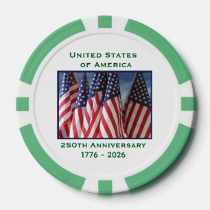 Jetons De Poker 250e anniversaire USA Patriotic Flag Premium Green