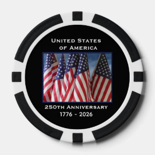 Jetons De Poker 250e anniversaire USA Patriotic Flag Premium Noir