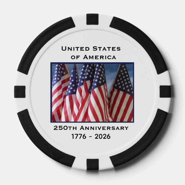 Jetons De Poker 250e anniversaire USA Patriotic Flag Premium Noir (Recto)