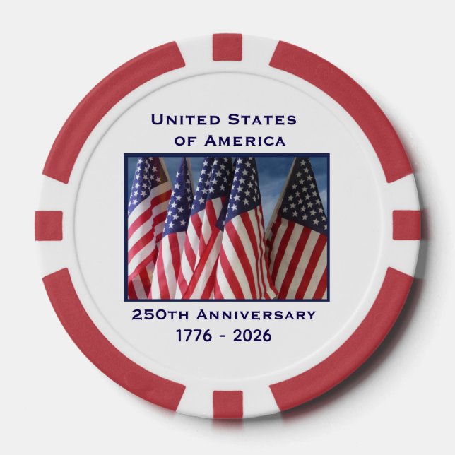 Jetons De Poker 250e anniversaire USA Patriotic Flags Premium (Recto)