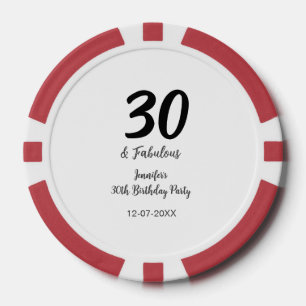 Jetons De Poker 30e anniversaire ajouter nom date année noir