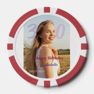 Jetons De Poker 30e anniversaire ajouter nom date année VIOLET ROS
