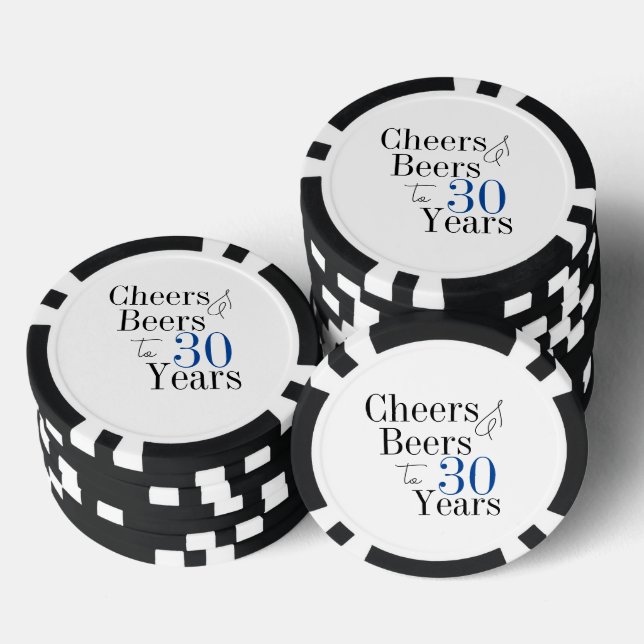 Jetons De Poker 30e anniversaire Bières et encouragements Bleu (Empiler)