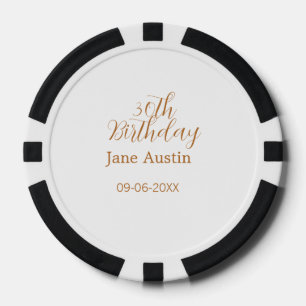 Jetons De Poker 30e anniversaire cuivre marron simple élégant nom