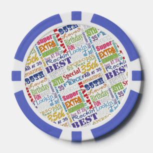 Jetons De Poker 35e anniversaire spécial Fête Monogramme personnal