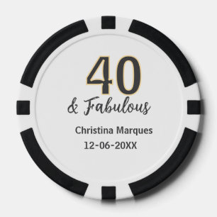 Jetons De Poker 40 ans et merveilleux calligraphie gris jaune d'an