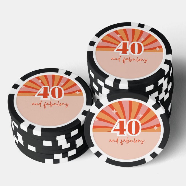 Jetons De Poker "40 et fabuleux", pêche rétro (Empiler)