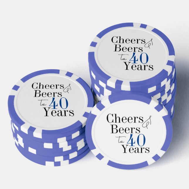 Jetons De Poker 40e anniversaire Cheers and Beers Party Blue (Empiler)