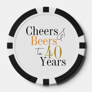 Jetons De Poker 40e anniversaire Cheers Bières Black and White Par