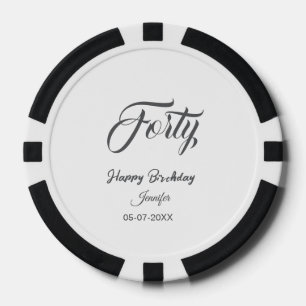 Jetons De Poker 40e lettre d'anniversaire nom date année gris