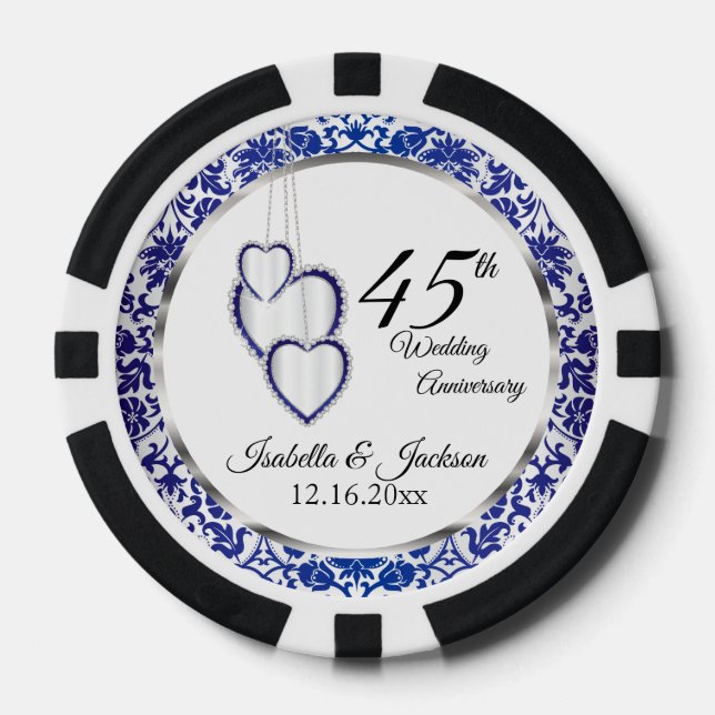 Jetons De Poker 45e anniversaire du Mariage Heart Keepsaké (Recto)