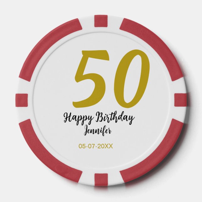Jetons De Poker 50e anniversaire ajouter nom date année noire modè (Recto)