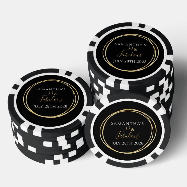 Jetons De Poker 50e anniversaire Black Gold fête d'anniversaire (Empiler)