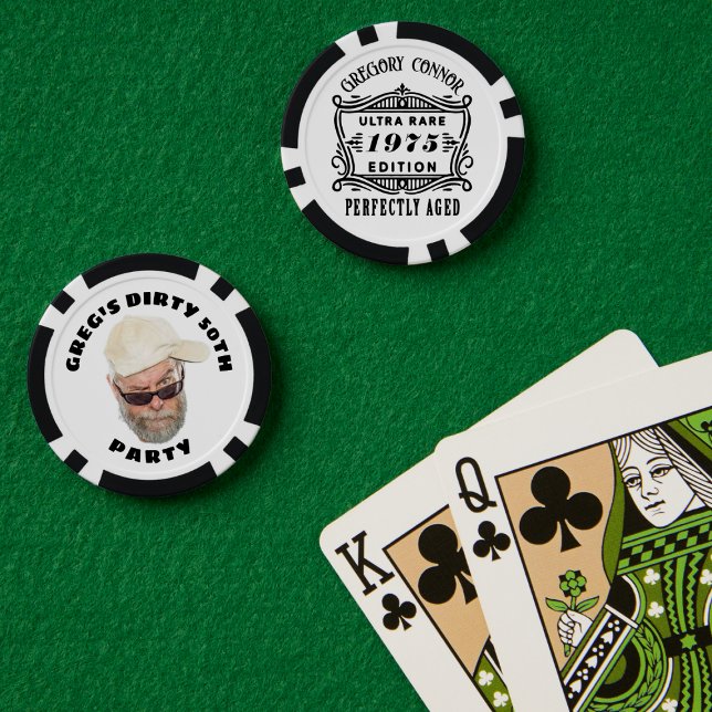 Jetons De Poker 50e anniversaire drôle photo personnalisée (50th Birthday Funny Custom Photo Poker Chips)