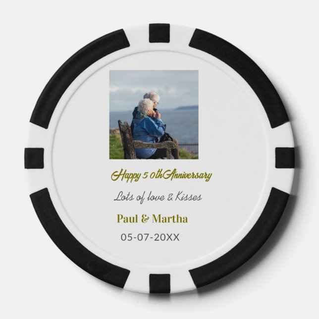 Jetons De Poker 50e anniversaire joyeux moderne ajouter nom date p (Recto)