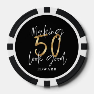 Jetons De Poker 50e anniversaire personnalisé cadeau de faveur noi