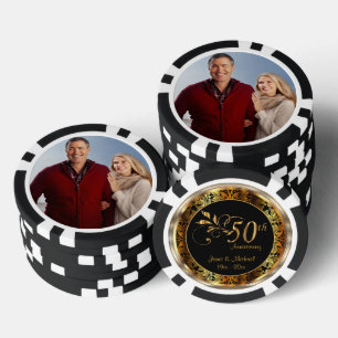 Jetons De Poker 50ème anniversaire de Mariage d'or avec photo