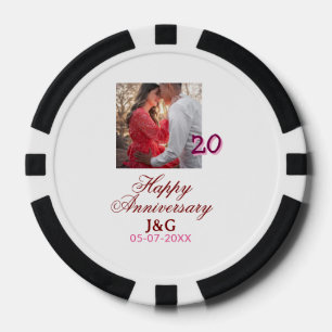 Jetons De Poker À 20 ans de mariage joyeux anniversaire ajoutez un