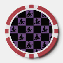Jetons de poker à carreaux noirs et violets sorciè