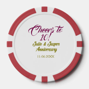 Jetons De Poker À la 10e anniversaire de mariage mauve or