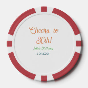 Jetons De Poker À la 30e anniversaire nom date orange vert bleu