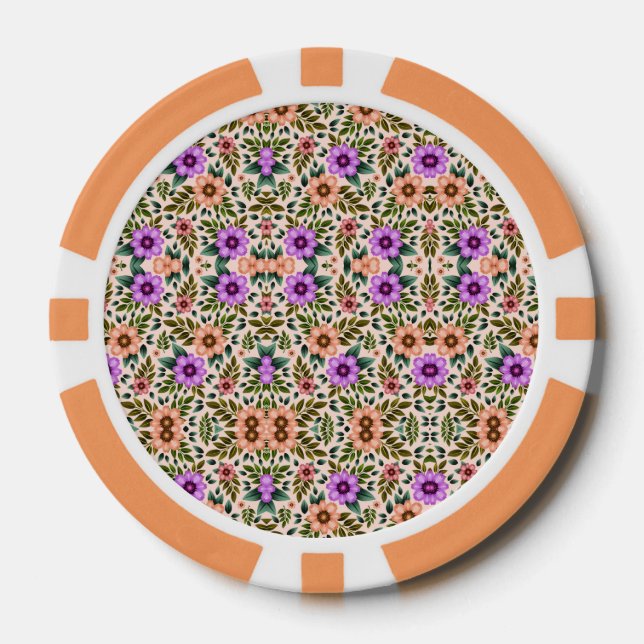 Jetons De Poker A poker chip with an intricate floral pattern  (Recto)